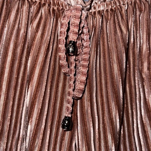 POL women’s dusty pink velvet drawstring ruffle trim sleep short pajama lounge M - Picture 2 of 6